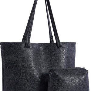 Women Large Tote Bag PU Leather 15.6-inch Laptop Handbag Casual Work Travel